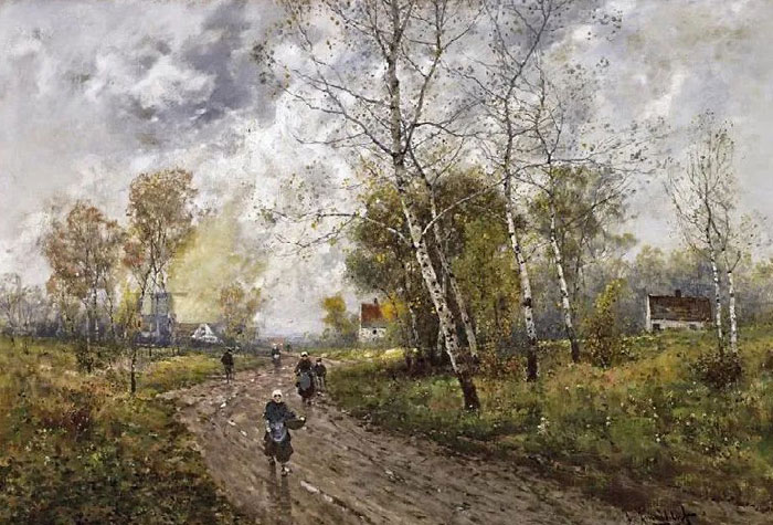 德國(guó)畫家約翰·榮格魯特作品欣賞，冬天里寧?kù)o的光，浪漫而溫暖