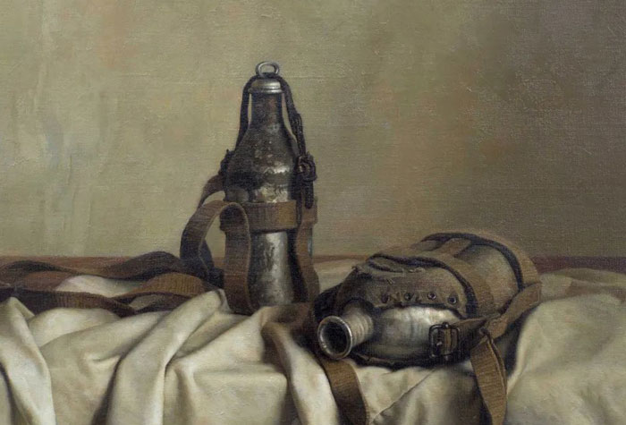 風格寫實細膩，設色考究，中國美術家協會會員何大橋油畫靜物！